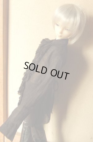 画像1: 16・17少年/HOUND用ガーゼブラウスリボン付(黒)