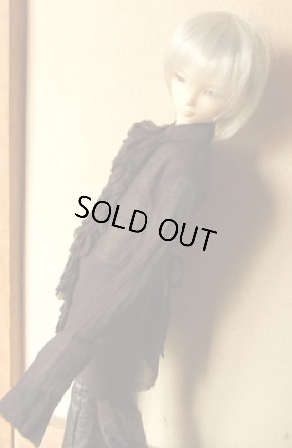 画像1: 16・17少年/HOUND用ガーゼブラウスリボン付(黒)