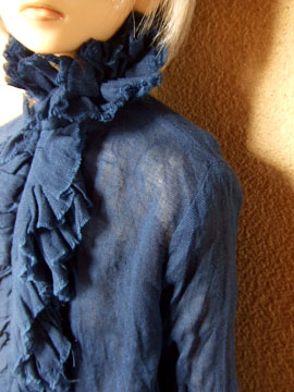 画像: 16・17少年/HOUND用ガーゼブラウス襟フリル(藍)