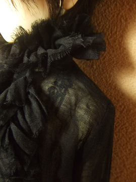 画像: 13少年用ガーゼブラウス襟フリル(黒)