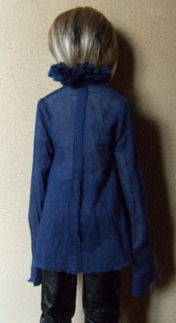 画像: 13少年用ガーゼブラウス襟フリル(藍)